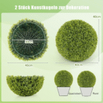 Dirbtinis buksmedis 39 cm skersmens UV atspari dekoratyvinė kamuolinė augalo imitacija (Žalia)