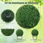 Dirbtinio buksmedžio rutulių rinkinys (2 vnt.) UV atsparios 39/50 cm (Tamsiai žalia)