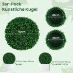 Dirbtinė buksmedžio rutulinė puošmena 52 cm (Žalia)