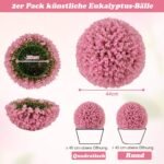 Dirbtinis rožinis eukalipto rutulys (2 vnt.) 44 cm (Rožinė)