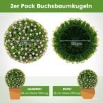 Dirbtinio buksmedžio rutulio dekoracija 37 cm skersmens (Rožinė)