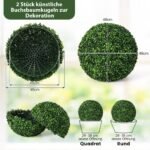 Dirbtinė buksmedžio rutulys 48 cm UV atspari (Žalia)