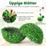 Dirbtinio buksmedžio formos rutulys su baltais žiedais (Žalia)