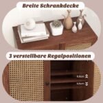 Daugiafunkcė virtuvės ir svetainės komoda su ratano durelėmis (Riešuto)