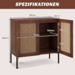 Daugiafunkcė virtuvės ir svetainės komoda su ratano durelėmis (Riešuto)