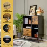 Kredencas su 2 stalčiais ir 4 atviromis lentynomis 80x40x106 cm (Rūkytos rudos)