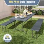 Sulankstomas lauko stalas 180 cm su HDPE stalviršiu (Pilka)