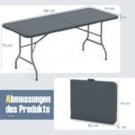 Sulankstomas lauko stalas 180 cm su HDPE stalviršiu (Pilka)
