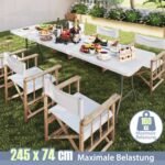 Sulankstomas lauko stalas su HDPE stalviršiu ir rankena (Balta)