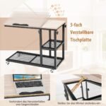 Reguliuojamo aukščio ir kampo stalelis su ratukais (Natūrali)