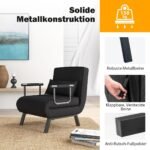Transformuojamas fotelis-lova su reguliuojamu atlošu (Juoda)