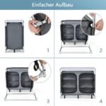 Nešiojama sulankstoma lauko virtuvė su 6 lentynomis ir didele darbine plokšte (Pilka)