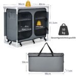 Nešiojama sulankstoma lauko virtuvė su 6 lentynomis ir didele darbine plokšte (Pilka)