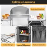 Sulankstoma lauko virtuvė su vėjo pertvara ir daiktadėže (Pilka)