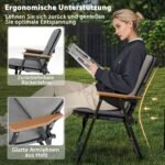 Sulankstomos kempingo kėdės su nuimama pagalve ir šonine kišene (Pilka)