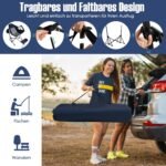 Sulankstoma supama lauko kėdė su ištraukiama atrama kojoms (Tamsiai mėlyna)