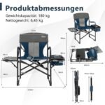 Sulankstoma kempingo kėdė su šoniniu staliuku ir šaldymo maišeliu (Mėlyna)