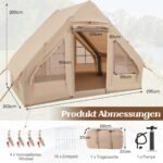 Pripučiama kempingo palapinė 4–6 asmenims (Smėlio)