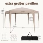 Sulankstoma sėlinė pavėsinės palapinė su nešiojimo taše (Chaki)