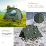 4 viename Kempingo rinkinys su miegamaja lova ir čiužiniu (Žalia)