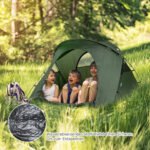 4 viename Kempingo rinkinys su miegamaja lova ir čiužiniu (Žalia)