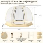 Pripučiamas kupolinis palapinės talpinantis 6–10 žmonių su panoraminiu vaizdu (Skaidri)