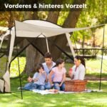 Erdvi kempingo palapinė 8–10 žmonėms su priekine veranda (Smėlio)