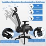 Ergonomiška biuro kėdė ant ratukų (Juoda)