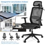 Ergonomiška biuro kėdė ant ratukų (Juoda)