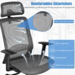 Ergonomiška biuro kėdė su atrama ir ratukais kompiuterio darbui (Pilka)