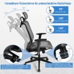 Ergonomiška biuro kėdė su atrama ir ratukais kompiuterio darbui (Pilka)