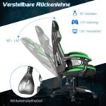 Ergonomiška žaidimų kėdė su reguliuojamu atlošu (Žalia)