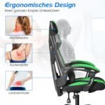 Ergonomiška žaidimų kėdė su reguliuojamu atlošu (Žalia)