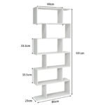 Elegantiška S formos 6 lygių pastatoma lentyna (Balta)