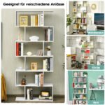 Elegantiška S formos 6 lygių pastatoma lentyna (Balta)