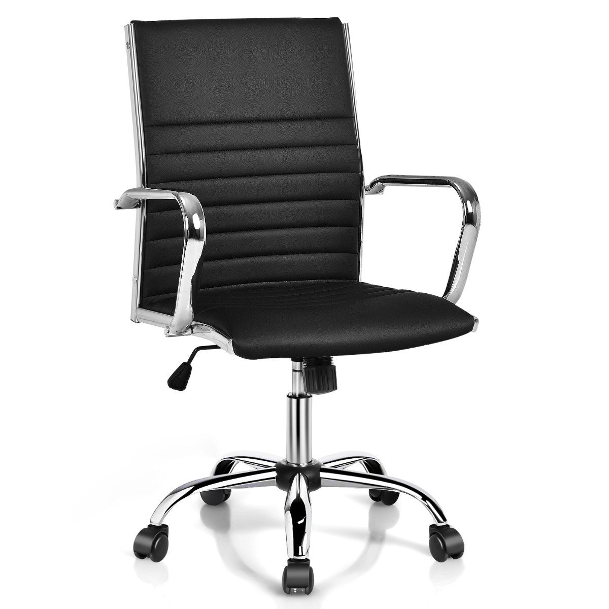 cb10248bk-1_1_ Biuro kėdė su reguliuojamu aukščiu ir pasukimo funkcija (Juoda)