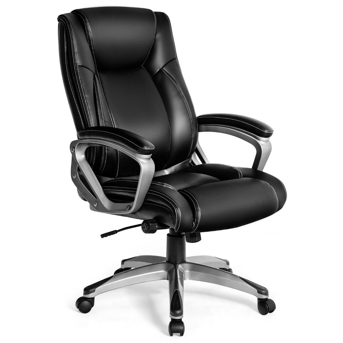 chefsessel-b_rostuhl-hw66140bk-1_2_ Ergonomiška biuro kėdė su reguliuojama juosmens atrama (Juoda)