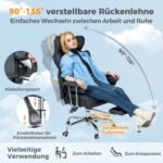 Ergonomiška biuro kėdė su ištraukiama kojų atrama (Juoda)