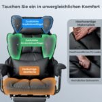 Ergonomiška biuro kėdė su ištraukiama kojų atrama (Juoda)