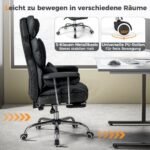 Ergonomiška biuro kėdė su ištraukiama kojų atrama (Juoda)