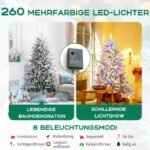 Dirbtinė eglė su LED lemputėmis ir 8 apšvietimo režimais 186 cm aukščio (Žalia ir balta)