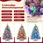 Kalėdinė eglutė su sniegu ir LED apšvietimu 136 cm (Žalia ir balta)