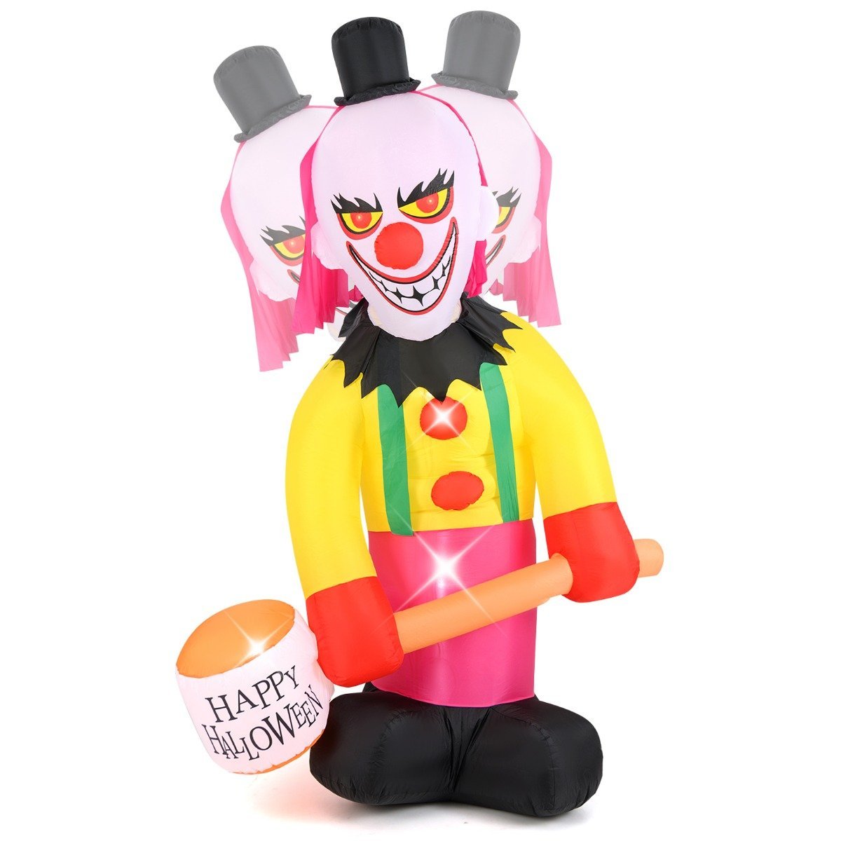 clown-halloween-geist-11400_8_ Pripučiamas Helovino klounas su besisukančia galva ir LED apšvietimu (Spalvotas)