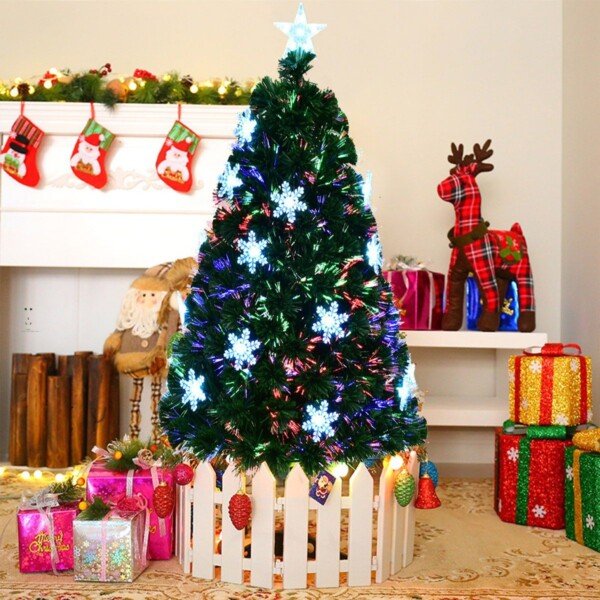 Dirbtinė Kalėdų eglė su LED apšvietimu ir stiklo pluošto spalvų keitikliu (Žalia)