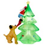 Pripučiama LED Kalėdų dekoracija su Kalėdų Seneliu ir šunimi 180 cm (Žalia)