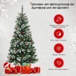 150 cm dirbtinė Kalėdų eglutė su sniego seniu ir raudonomis uogomis (Žalia ir balta)