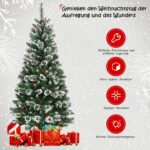 Kalėdinė eglutė 180 cm su snaigėmis ir raudonomis uogomis (Žalia ir balta)