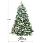 195 cm aukščio dirbtinė eglė su sniego imitacija pušies kankorėžiais ir raudonomis uogomis (Žalia)
