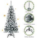 135 cm aukščio dirbtinė eglutė su sniego efektu ir tvirtu metaliniu stoveliu (Žalia ir balta)