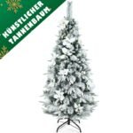 150 cm aukščio 'sniego pusnimis' padengta eglutės formos Kalėdų eglutė su baltomis uogomis ir žvaigždėmis (Žalia ir balta)